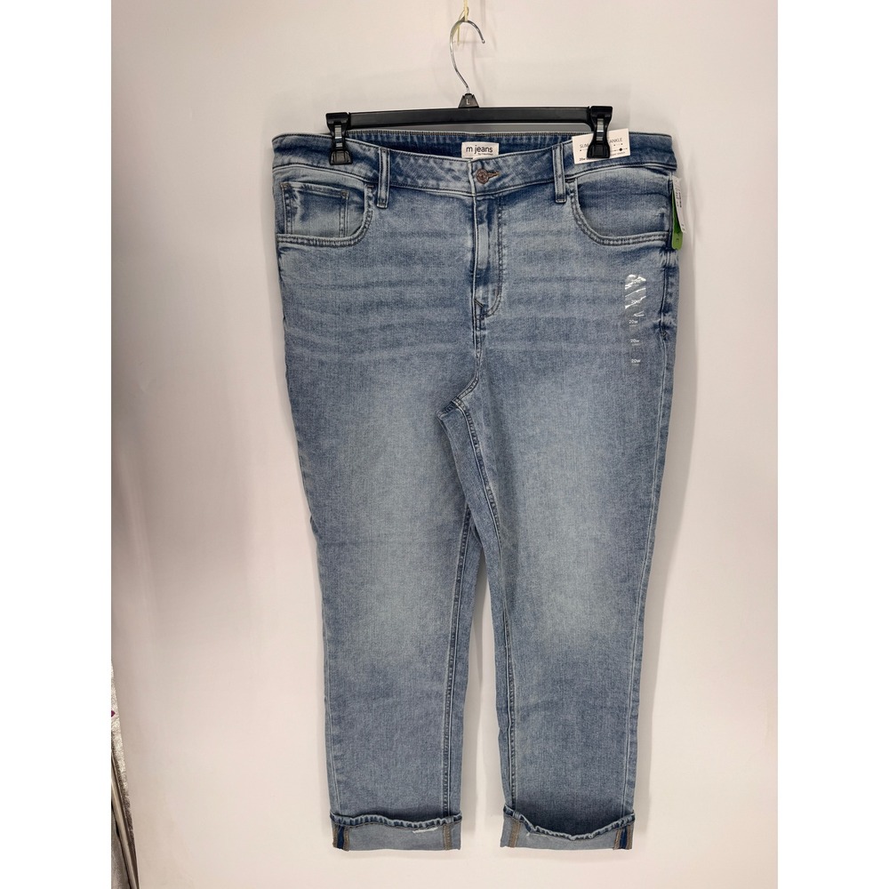 Maurices Jeans Women 20W Light Blue NWT Slim Ankle Cuffed Stretch Denim